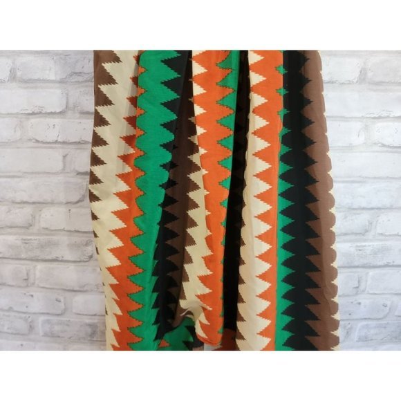 Women Poetry Dress Long Back, Short Front Brown Green Black Orange Geometric Siz - Picture 6 of 10